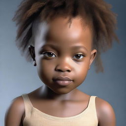 This image is a high-definition, hyper-realistic 3D render of an African-American child