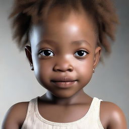 This image is a high-definition, hyper-realistic 3D render of an African-American child