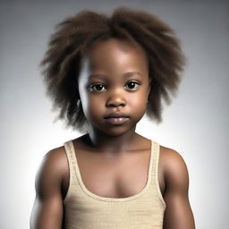 This image is a high-definition, hyper-realistic 3D render of an African-American child