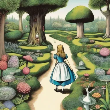 In the famous novel 'Alice's Adventures in Wonderland', Lewis Carroll describes Alice's journey through a labyrinthian garden as she tries to find her way out.
