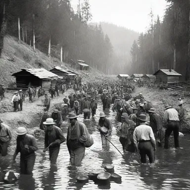 During the California Gold Rush, thousands of people hurriedly traveled west in search of gold.