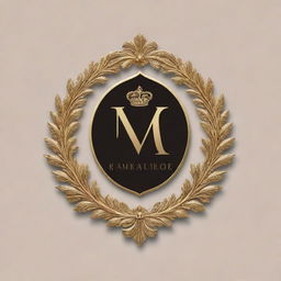 Logo of a luxurious fashion brand, featuring elegant and sophisticated design elements like gold accents, rich fabrics, and regal motifs