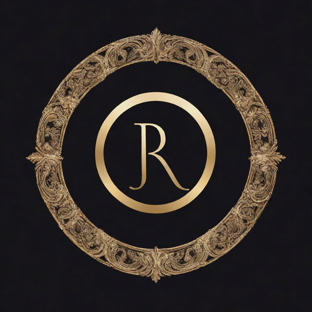 Logo of a luxurious fashion brand, featuring elegant and sophisticated design elements like gold accents, rich fabrics, and regal motifs