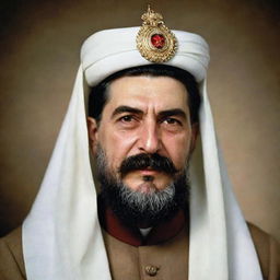 A high-quality image of Joseph Stalin portrayed as a Mullah, in traditional Islamic clerical attire.