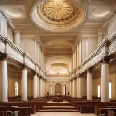 The courthouse's design features grand pillars and a soaring dome, embodying the principles of justice and creating a sense of dignity.