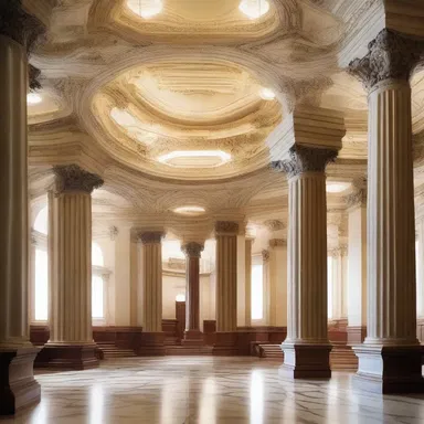 The courthouse's design features grand pillars and a soaring dome, embodying the principles of justice and creating a sense of dignity.