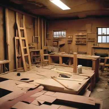 The nailer carefully nailed the set pieces together to create a realistic movie set for the action film.