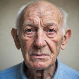 A portrait of an elderly man with prominent wrinkles and aged features