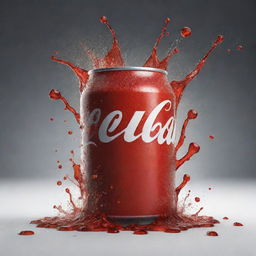 A lively, animated cola can joyfully dancing with splashes of fizzy cola bursting around.