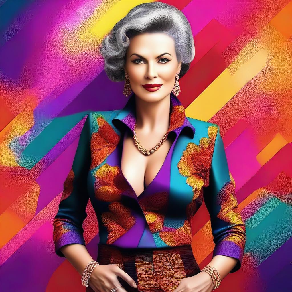 This is a high-quality digital art image of an attractive mature woman, exuding an aura of allure and confidence