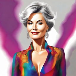 This is a high-quality digital art image of an attractive mature woman, exuding an aura of allure and confidence
