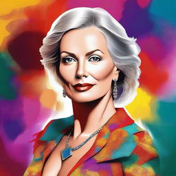 This is a high-quality digital art image of an attractive mature woman, exuding an aura of allure and confidence