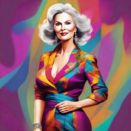 This is a high-quality digital art image of an attractive mature woman, exuding an aura of allure and confidence