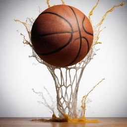 Artistic representation of a basketball in action, capturing the energy and dynamics of the game.