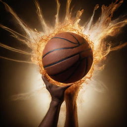 Artistic representation of a basketball in action, capturing the energy and dynamics of the game.