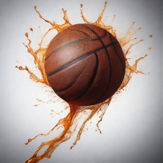 Artistic representation of a basketball in action, capturing the energy and dynamics of the game.