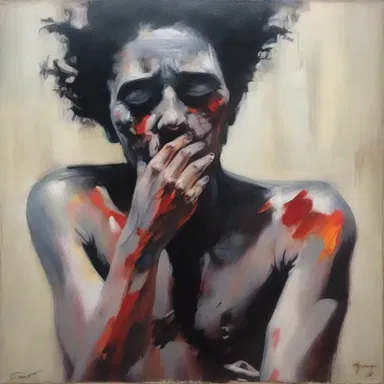The artist beautifully captured the realness of the subject's lacrimation, conveying profound emotion through the painting.