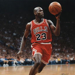 A stunning photorealistic artwork of Michael Jordan, showcasing his passion and mastery in basketball.