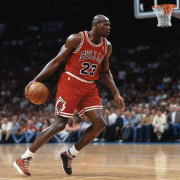 A stunning photorealistic artwork of Michael Jordan, showcasing his passion and mastery in basketball.