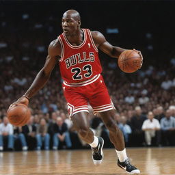 A stunning photorealistic artwork of Michael Jordan, showcasing his passion and mastery in basketball.