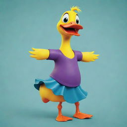 A colorful, playful depiction of a cartoon duck named 'Ducko Poco Loco', dancing and quacking cheerfully.