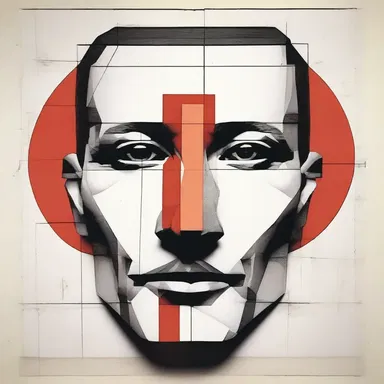 The artist used the midplane of the face to create a symmetrical portrait.