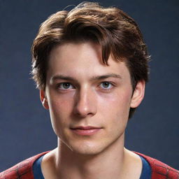 Anime-styled Peter Parker with a gently smiling face, adorned with numerous scars.