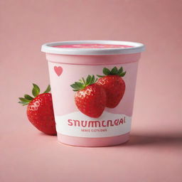 Design a vibrant and fresh logo for a strawberry yogurt brand. Include an illustration of juicy strawberries and creamy yogurt.