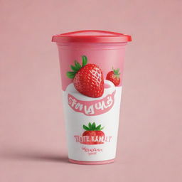 Design a vibrant and fresh logo for a strawberry yogurt brand. Include an illustration of juicy strawberries and creamy yogurt.