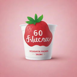 Design a vibrant and fresh logo for a strawberry yogurt brand. Include an illustration of juicy strawberries and creamy yogurt.