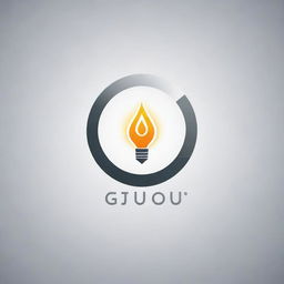 Create a modern and illuminating logo for a lighting company named 'Gju'. Incorporate elements of bright lighting fixtures and radiant light rays.