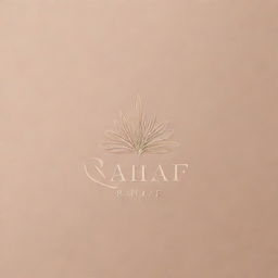 Design an elegant and soothing logo for a skincare brand named 'Rahaf'. Include elements of natural ingredients and a sense of luxury.