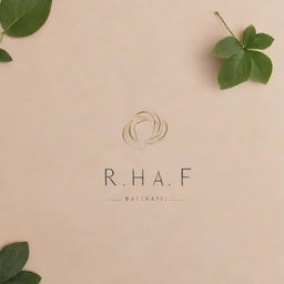 Design an elegant and soothing logo for a skincare brand named 'Rahaf'. Include elements of natural ingredients and a sense of luxury.