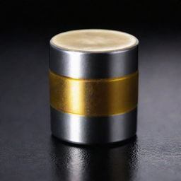 Silver piston submerged in shimmering golden oil, set against a dramatic dark background.