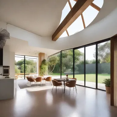 The use of natural lighting in the design of the house enhances the furtherance of the open and airy atmosphere.
