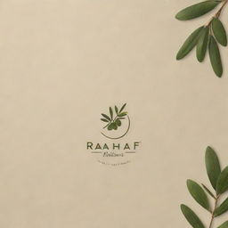 Design a refined and earthy logo for an olive oil brand named 'Rahaf'. Incorporate elements of lush olive groves and a pristine olive oil bottle.