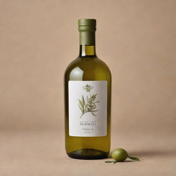 Design a refined and earthy logo for an olive oil brand named 'Rahaf'. Incorporate elements of lush olive groves and a pristine olive oil bottle.