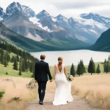 The couple went for a long walk in the out-of-doors, holding hands and enjoying the scenic view.