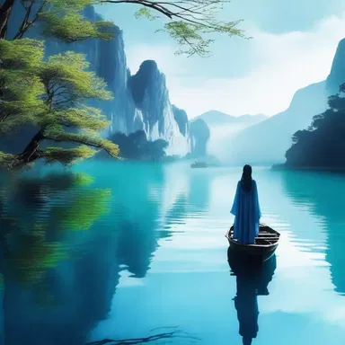 In the fantasy novel, the blueness of the enchanted lake captivated the main character.