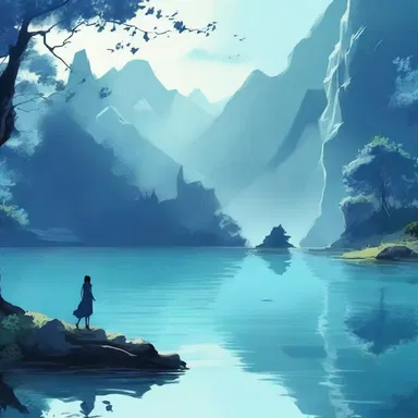 In the fantasy novel, the blueness of the enchanted lake captivated the main character.