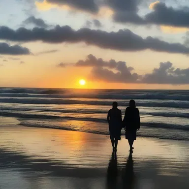 As they strolled along the beach at sunset, they were mesmerized by the blueness of the ocean.
