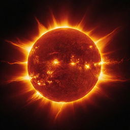 A vibrant sun resplendent with fury, positioned dramatically behind another more peaceful sun