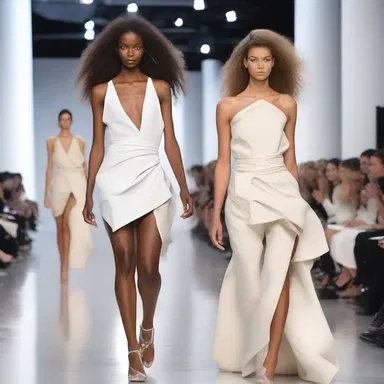 The fashion designer incorporated geotropism into the runway show, with models gracefully walking down an inclined runway to showcase gravity-inspired garments.