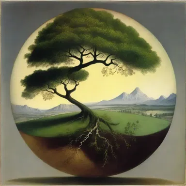 The artist depicted geotropism in their painting, showing how plants elegantly bend towards the earth in response to gravity.