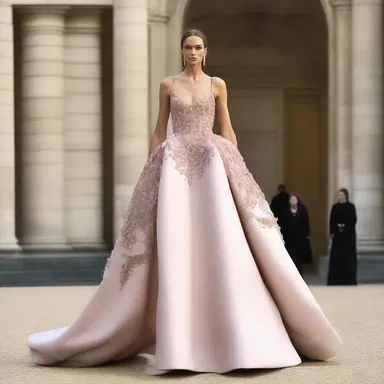 The fashion designer's magnum opus was a breathtaking couture gown that wowed the audience.