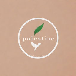 Create an uplifting and serene logo for a beauty care brand named 'Palestine'. Incorporate elements of skincare products, natural ingredients, and a sense of comfort and well-being.