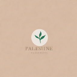 Create an uplifting and serene logo for a beauty care brand named 'Palestine'. Incorporate elements of skincare products, natural ingredients, and a sense of comfort and well-being.