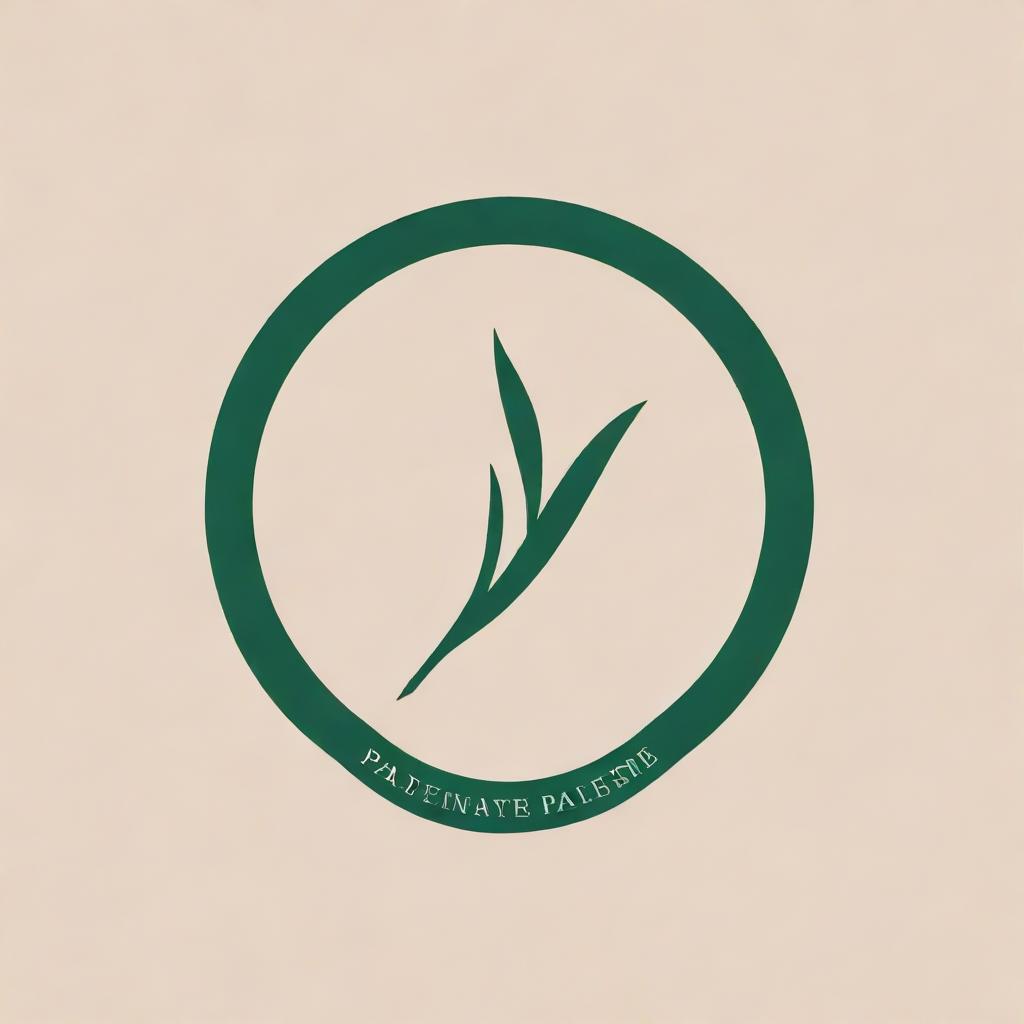 Create an uplifting and serene logo for a beauty care brand named 'Palestine'. Incorporate elements of skincare products, natural ingredients, and a sense of comfort and well-being.