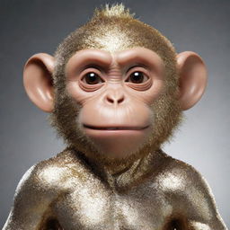 A monkey character with a unique shimmering metallic skin texture.