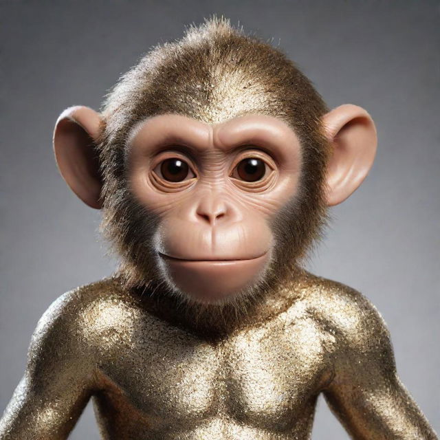 A monkey character with a unique shimmering metallic skin texture.